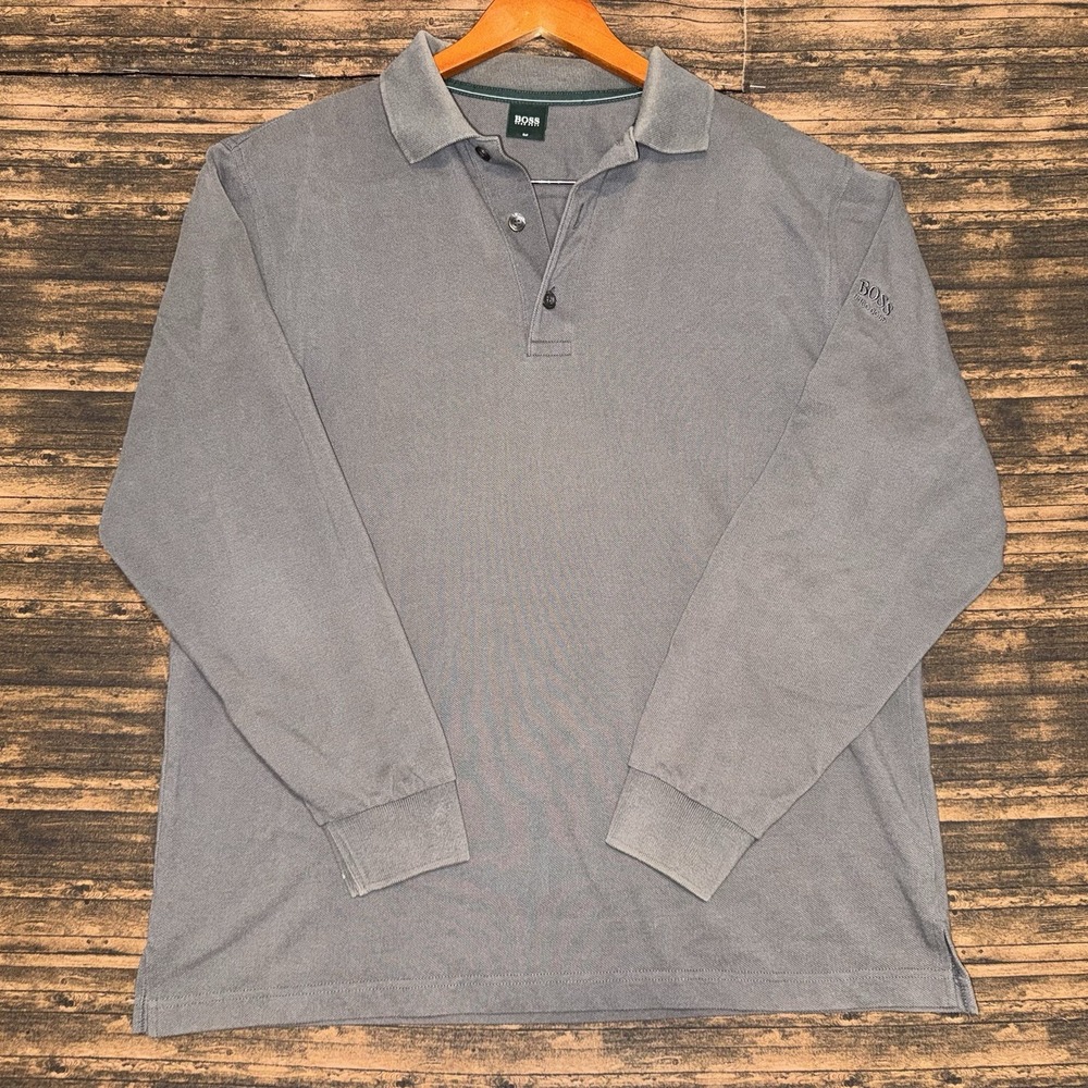 Boss Hugo Boss Long Sleeve Golf Polo Size M Gray